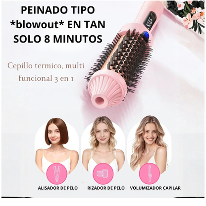 Cepillo térmico iónico de doble voltaje 3 en 1