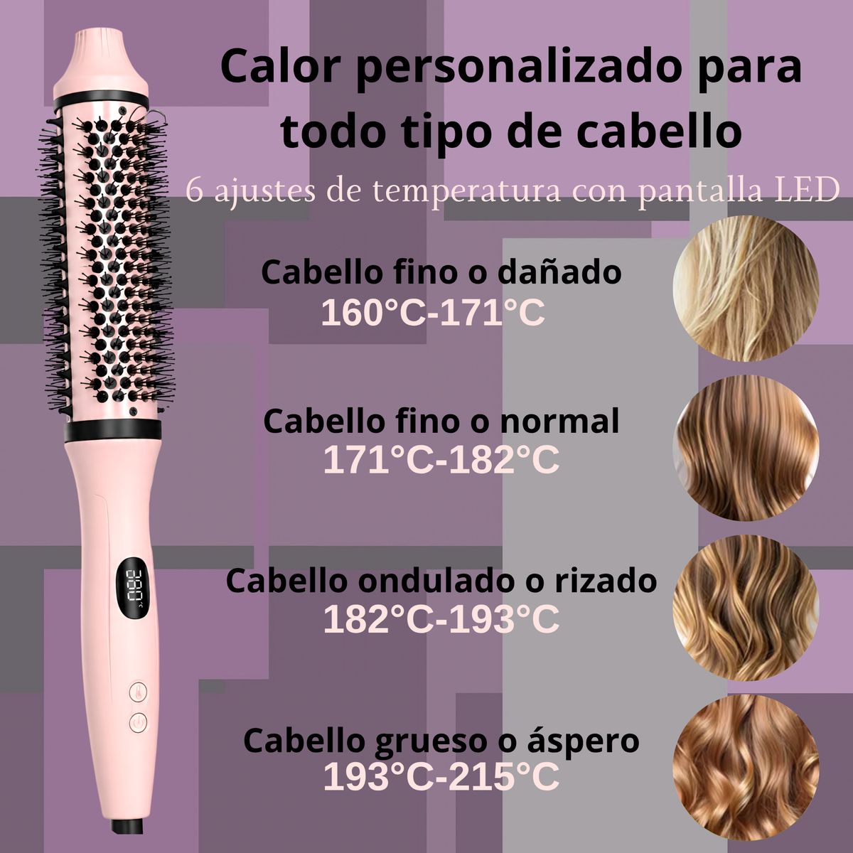Cepillo térmico iónico de doble voltaje 3 en 1